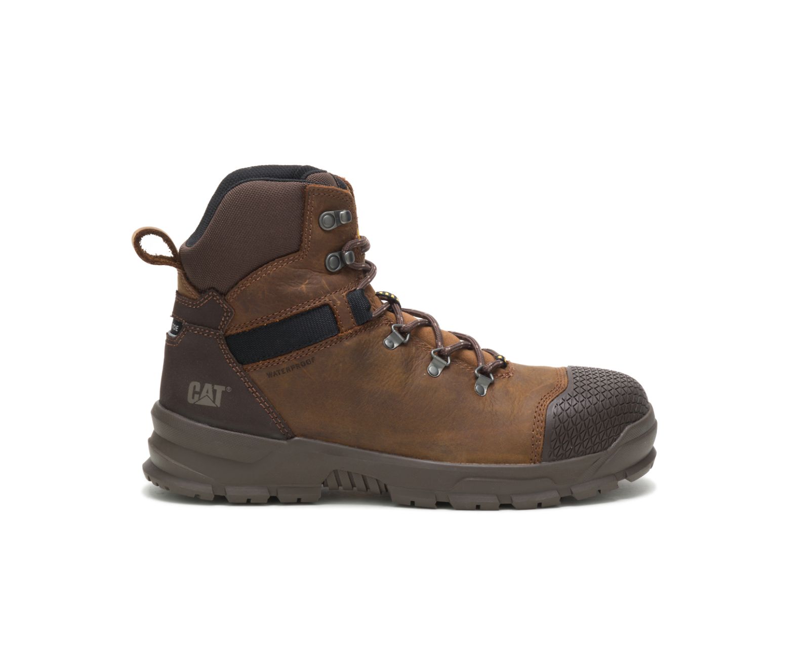 Men's Cat Accomplice X Steel Toe Work Waterproof Shoes Brown | 378PHLCYU