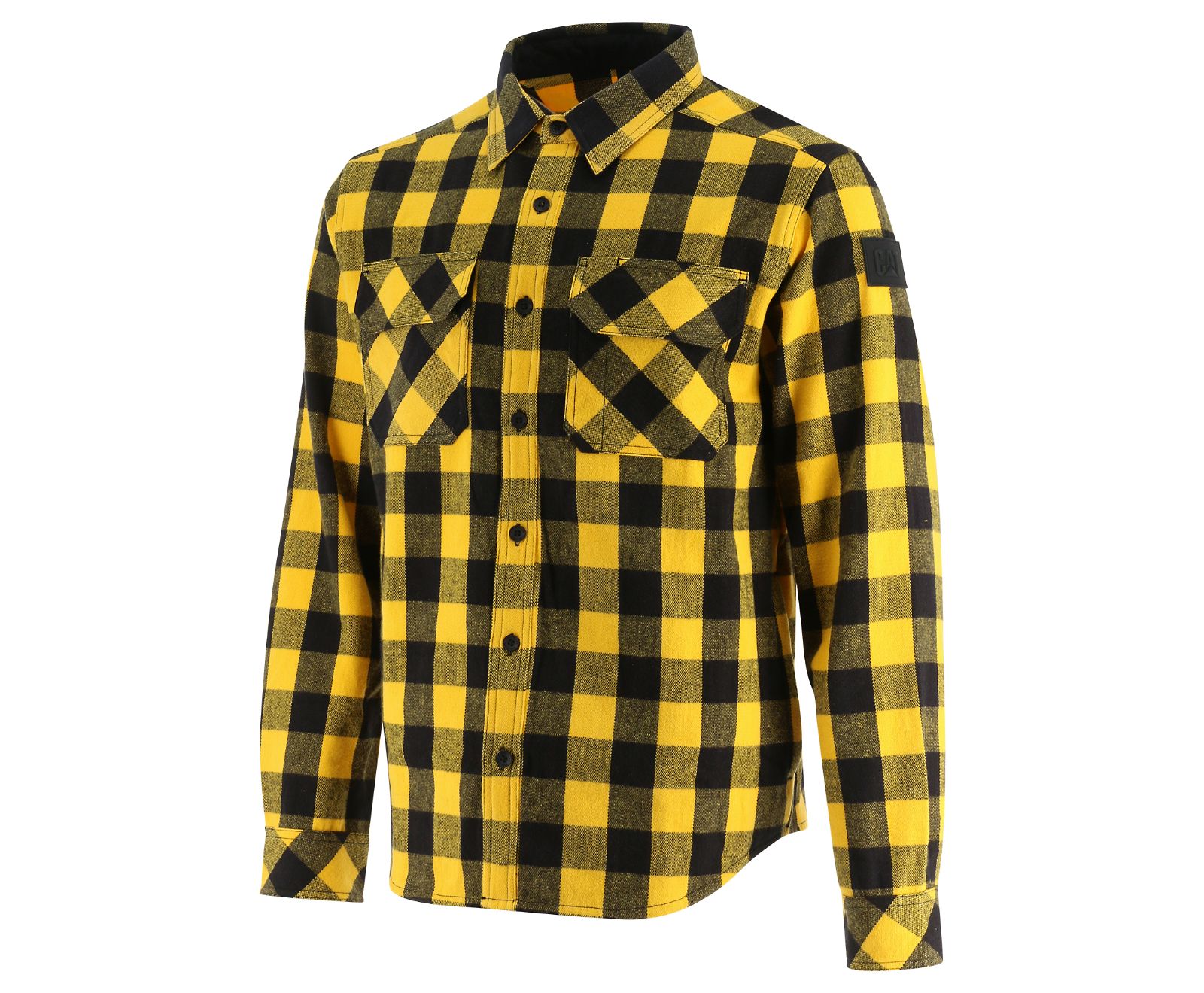 Men's Cat Buffalo Check Heavyweight Shirts Yellow | 657ZQDWST