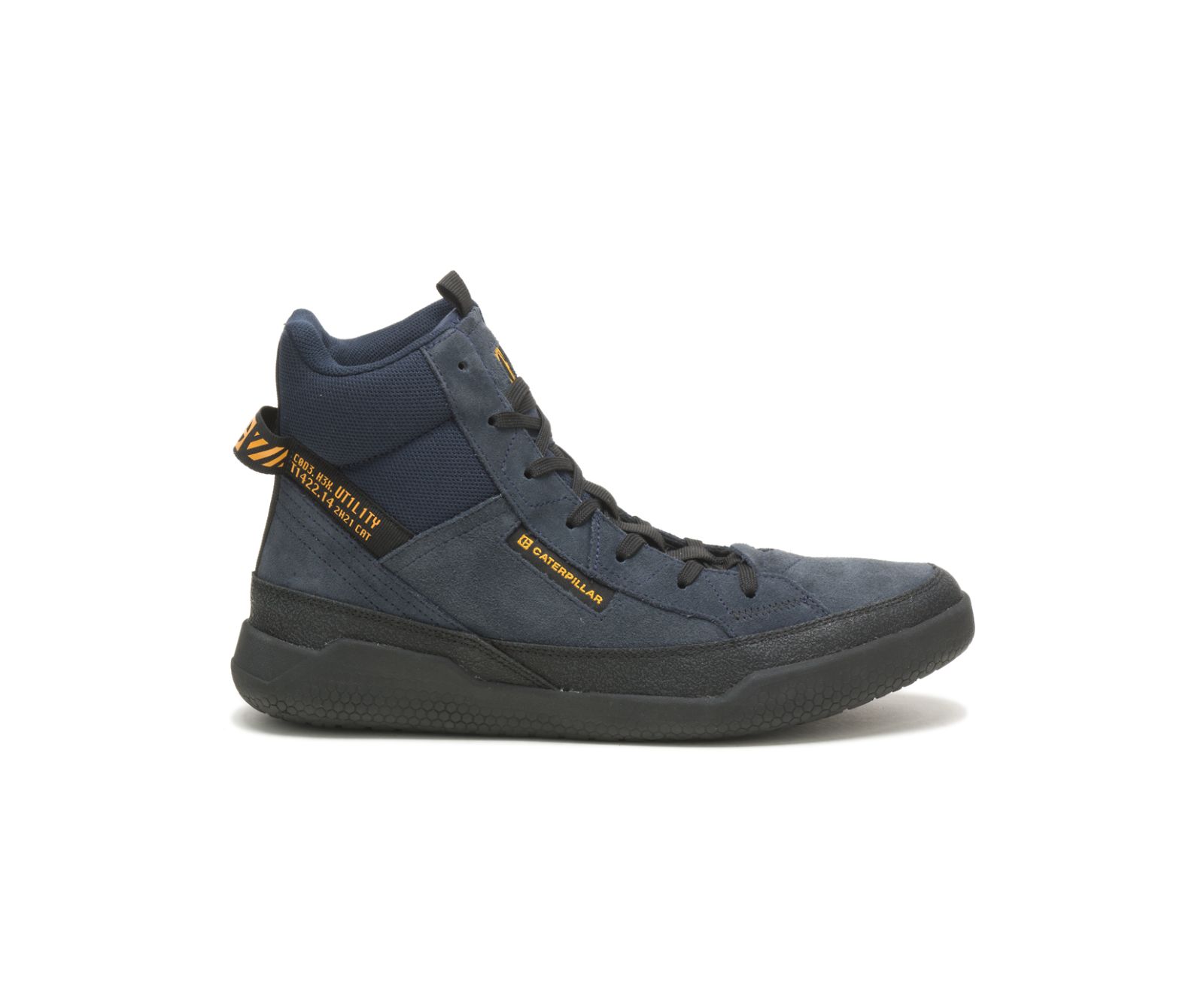 Men's Cat CODE Hex Hi Utility Shoes Navy | 352UMPZNK