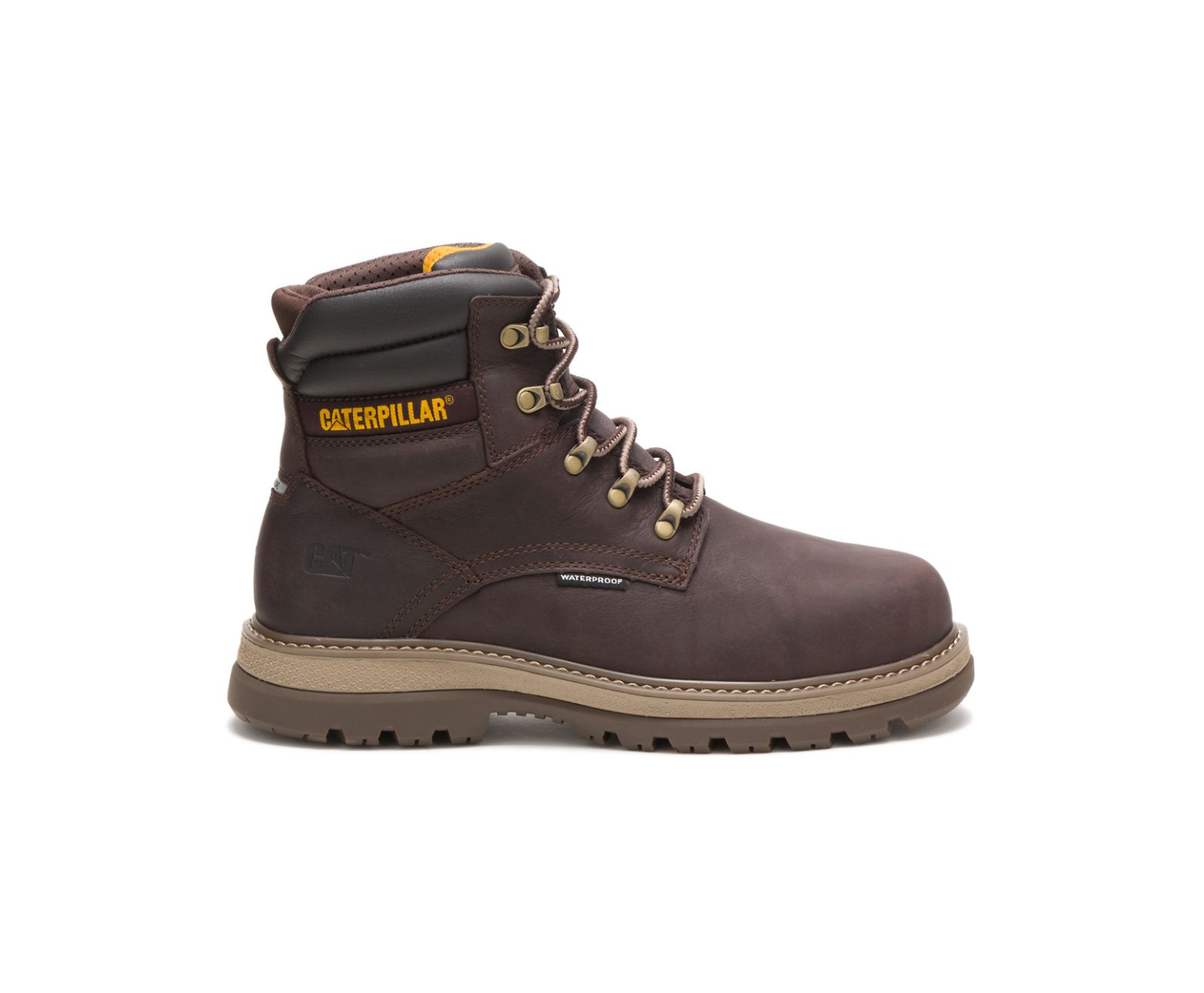 Men's Cat Fairbanks 6" Steel Toe Work Waterproof Shoes Coffee | 032INMEYT