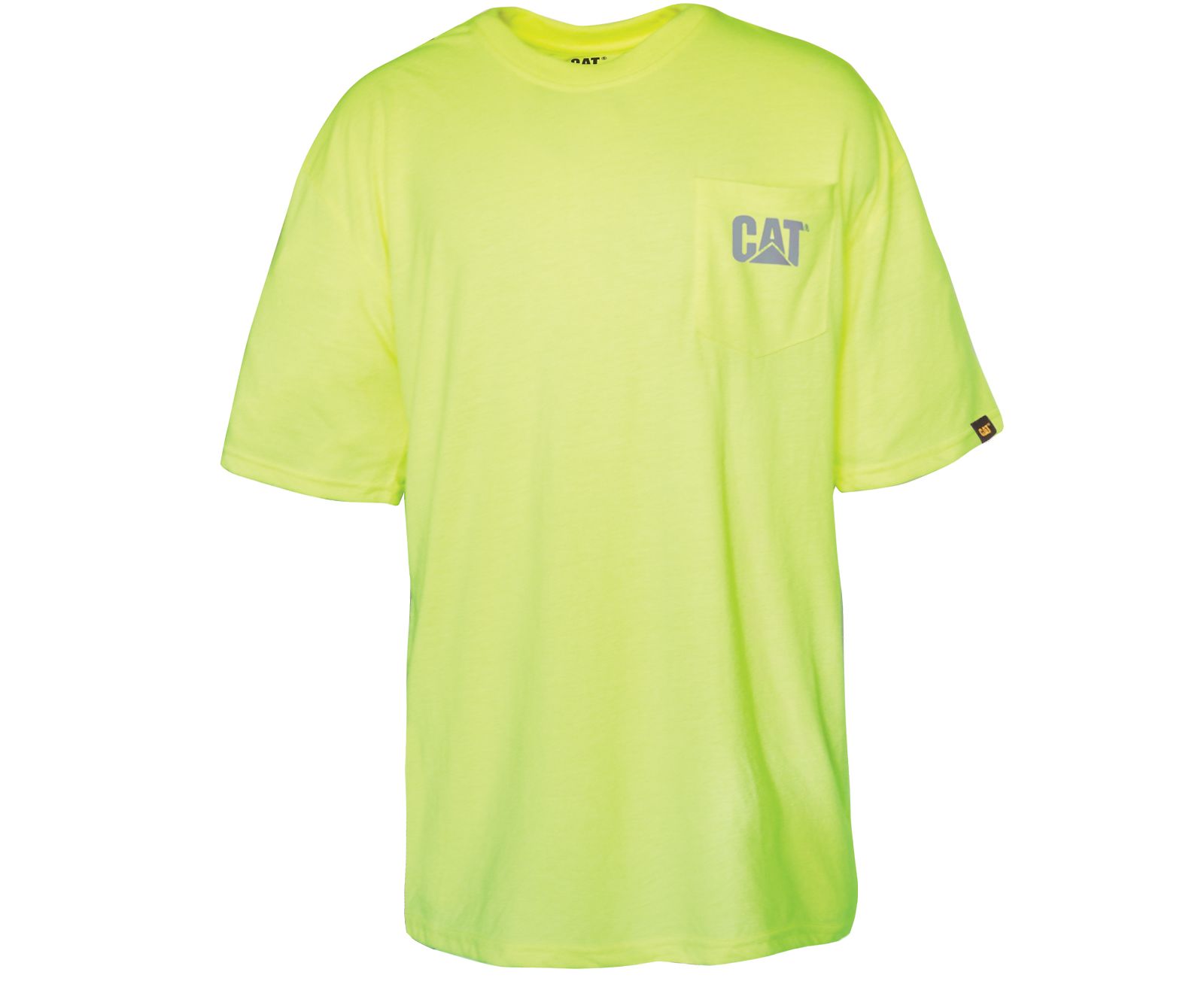 Men's Cat Hi-Vis Trademark Pocket T Shirts Yellow | 648WIPFLB