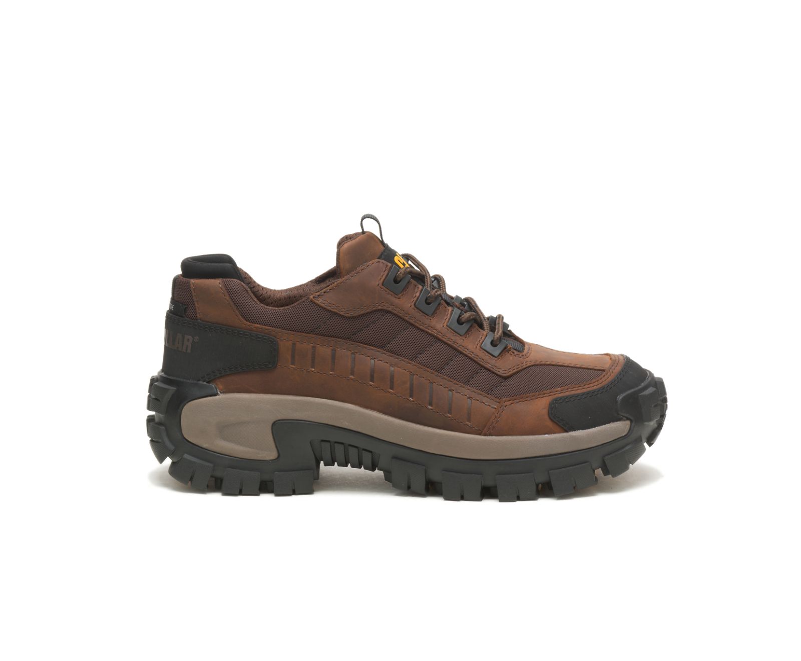 Men's Cat Invader Steel Toe Work Shoes Dark Brown | 742SYQZTC