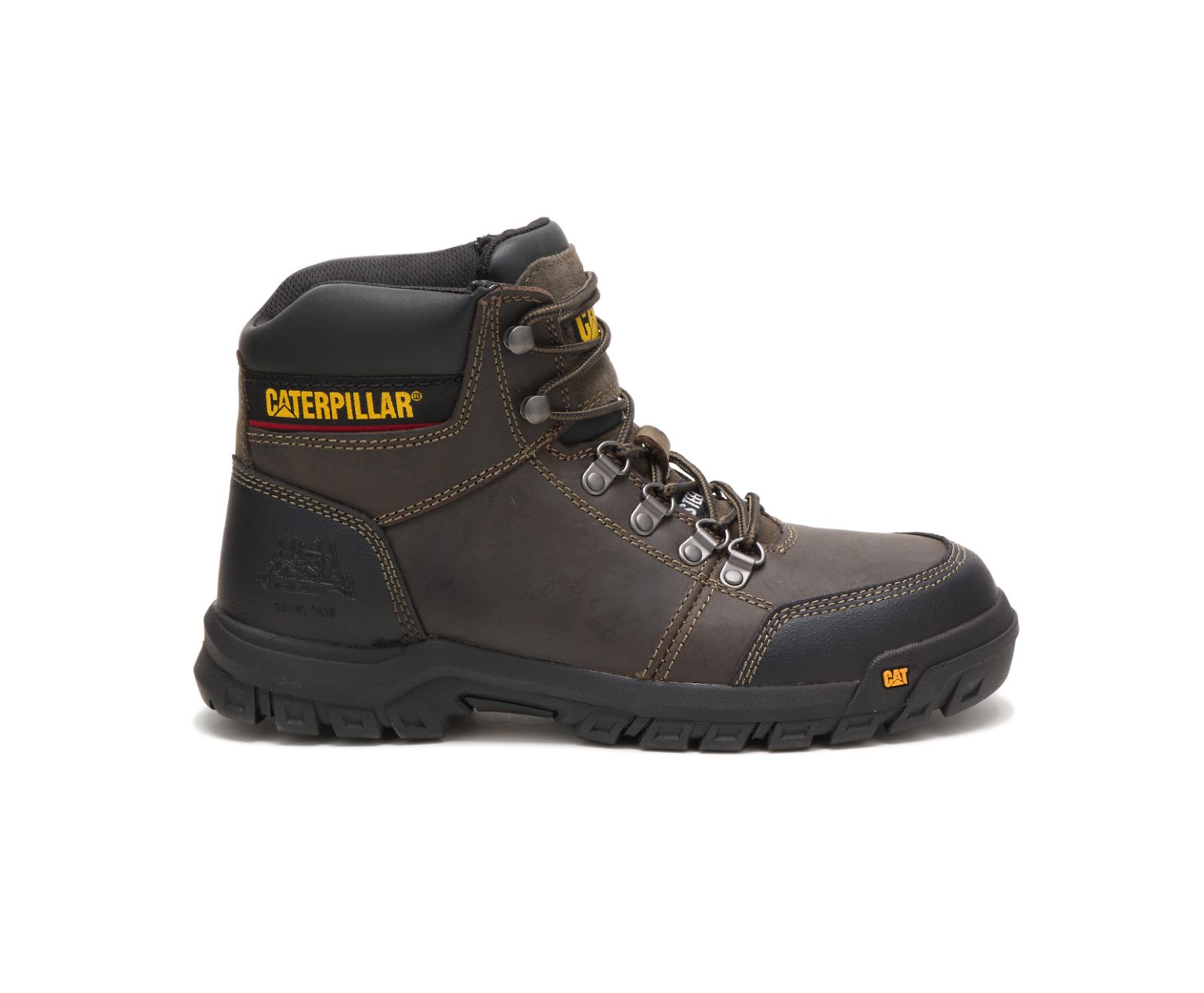 Men's Cat Outline Steel Toe Work Boots Dark Grey | 712FBTDCS