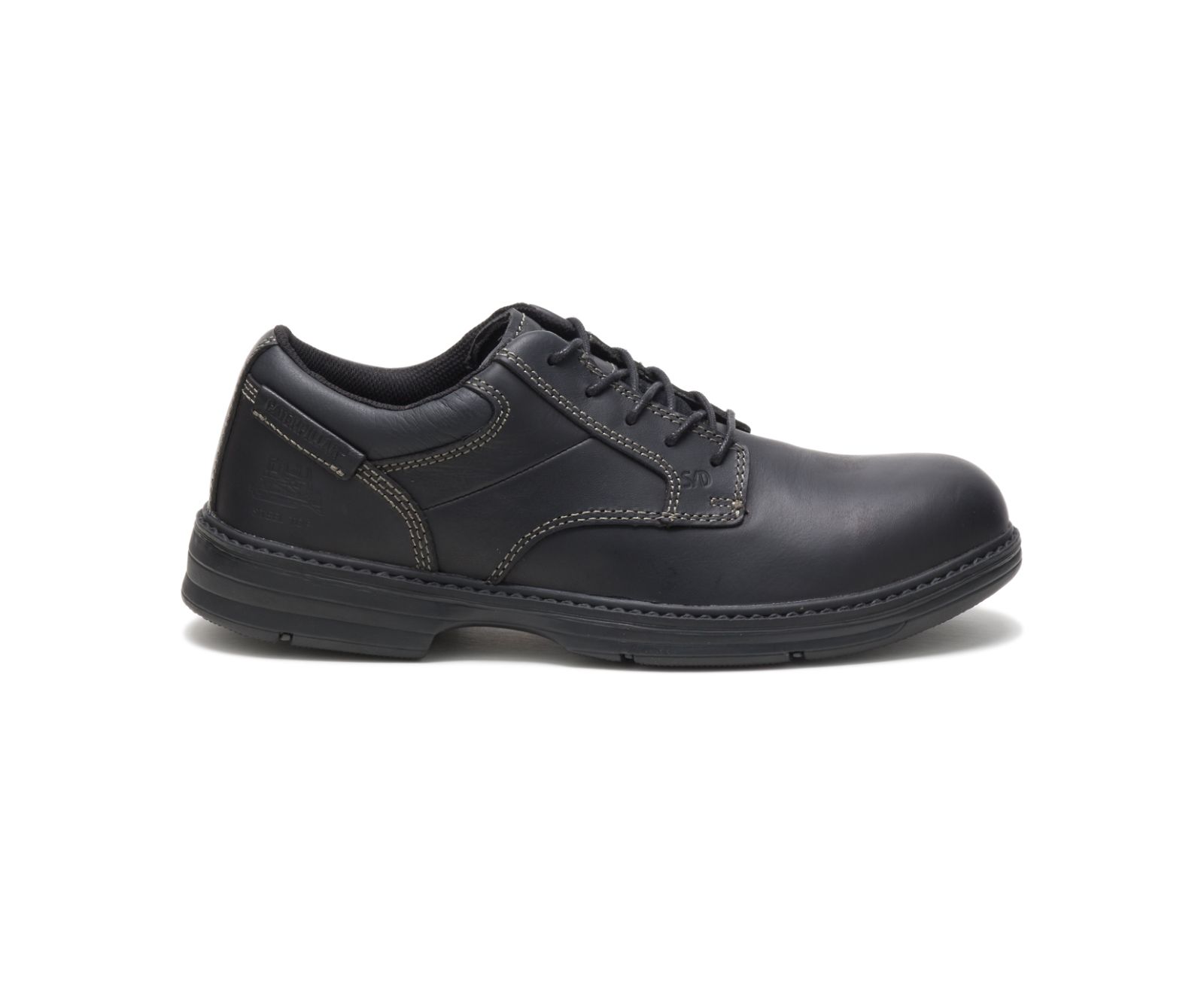 Men's Cat Oversee Steel Toe Work Shoes Black | 795BCQWYT