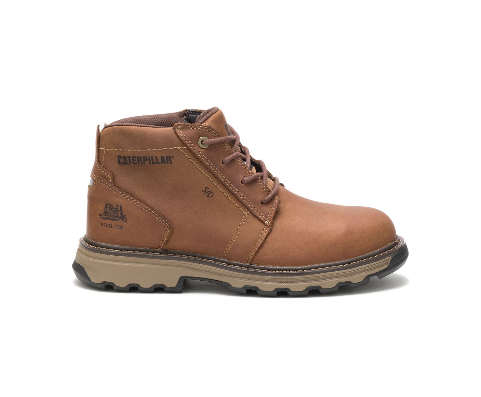 Men's Cat Parker Steel Toe Work Boots Dark Beige | 140ALNVIU