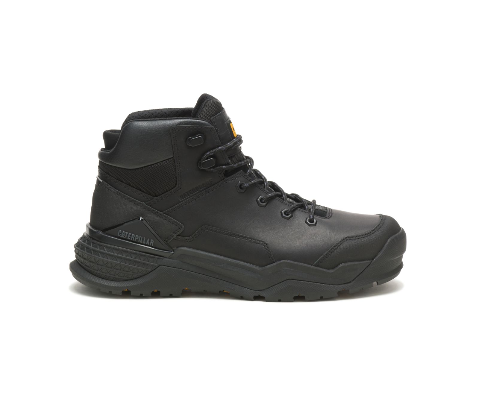 Men's Cat Provoke Mid Work Waterproof Shoes Black | 682UHBNYD