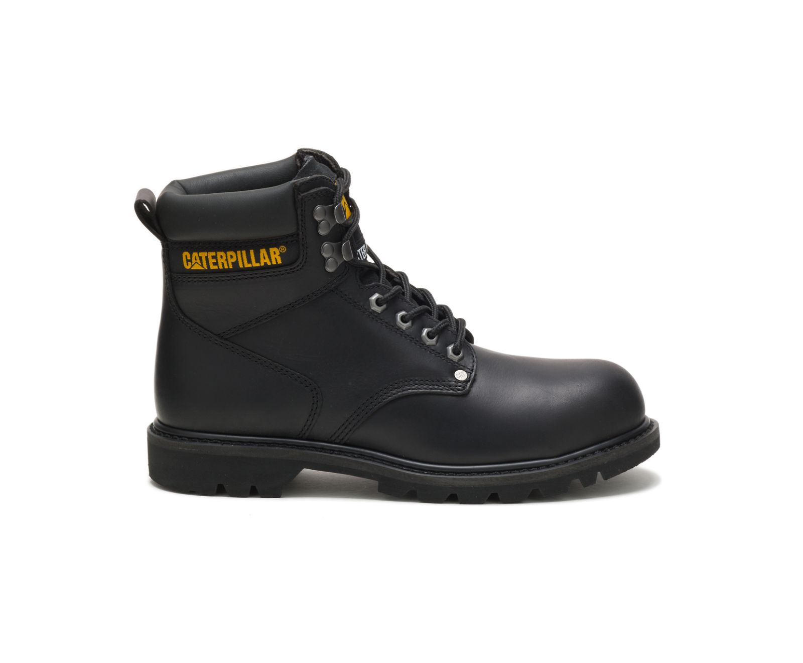 Men's Cat Second Shift Steel Toe Work Boots Black | 169DBVYWK