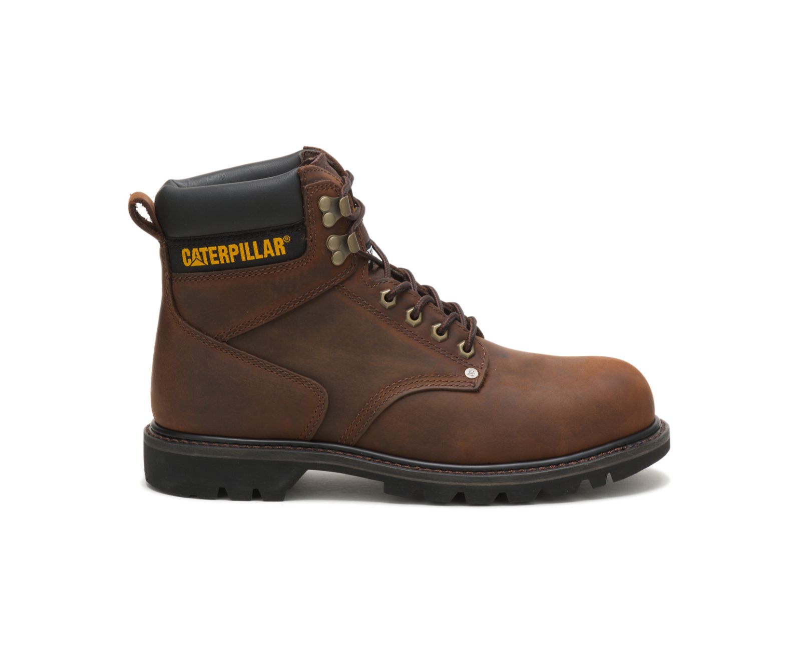 Men's Cat Second Shift Steel Toe Work Boots Dark Brown | 429KHICNF