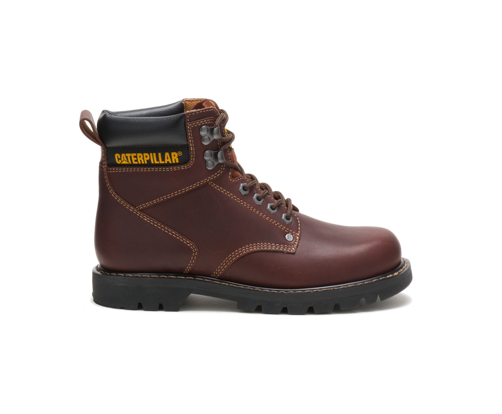 Men's Cat Second Shift Work Boots Brown | 690BSPOWV