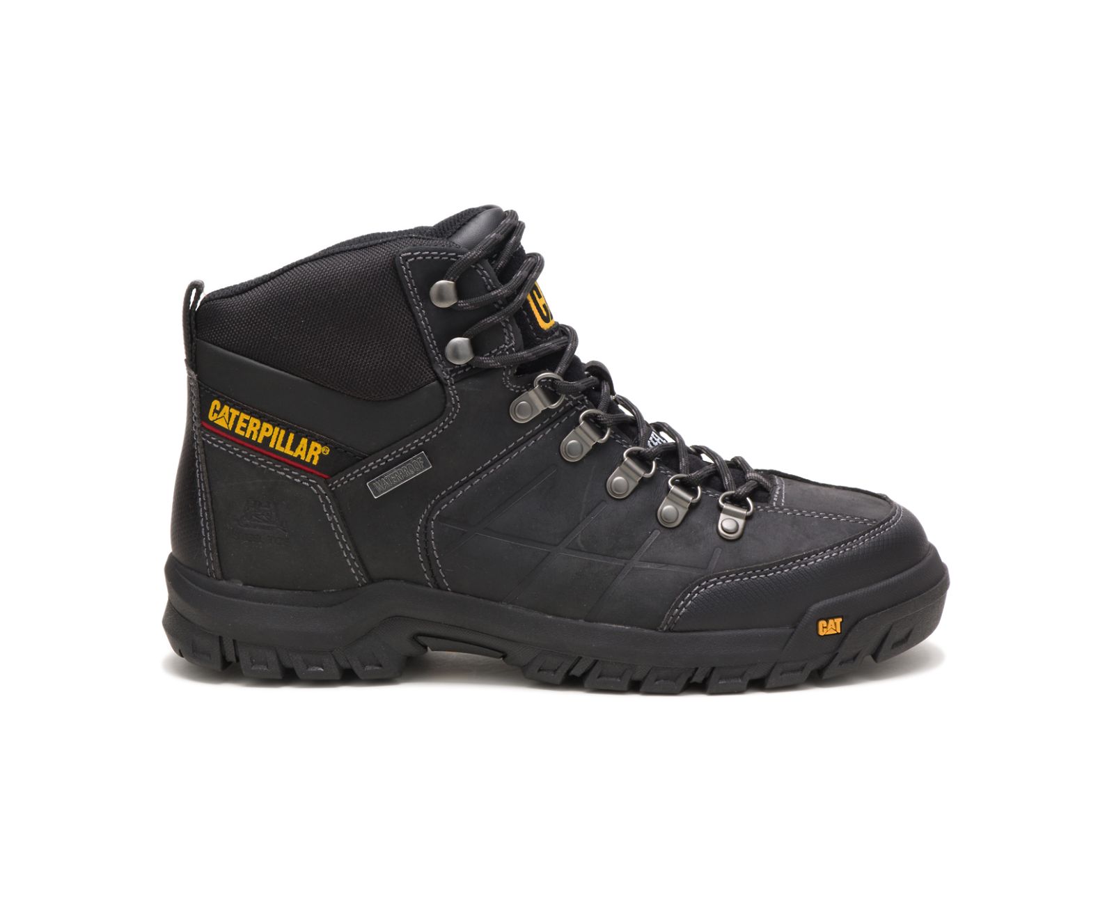 Men's Cat Threshold Steel Toe Work Waterproof Shoes Black | 534TMFNGV