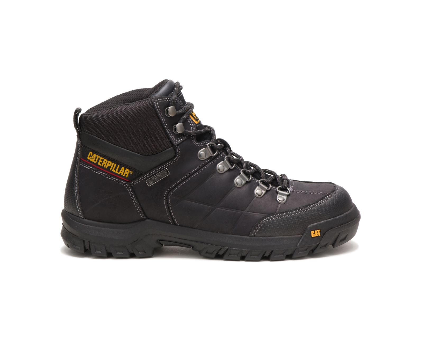 Men's Cat Threshold Work Waterproof Shoes Black | 890FBZYXJ