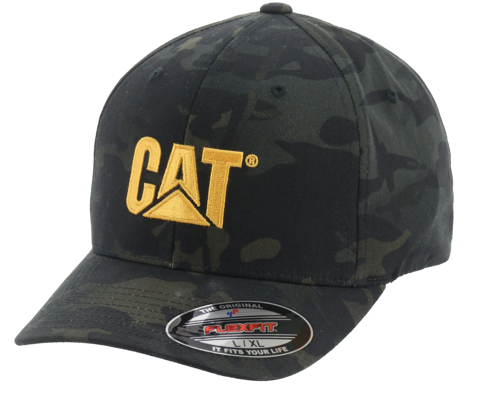 Men's Cat Trademark Flexfit Cap Hats Camo | 194HAICXQ