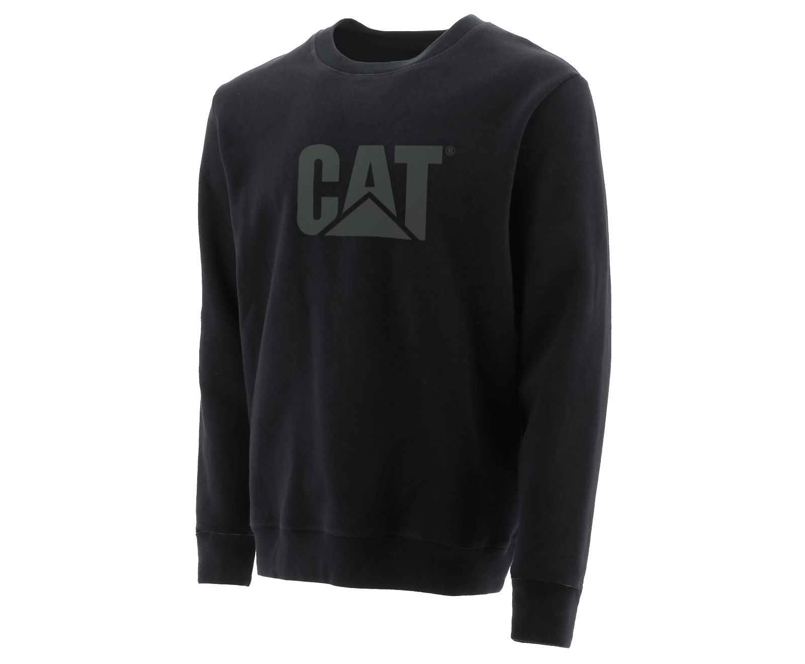 Men's Cat Trademark Logo Crewneck Pullover Black | 901APJRIX