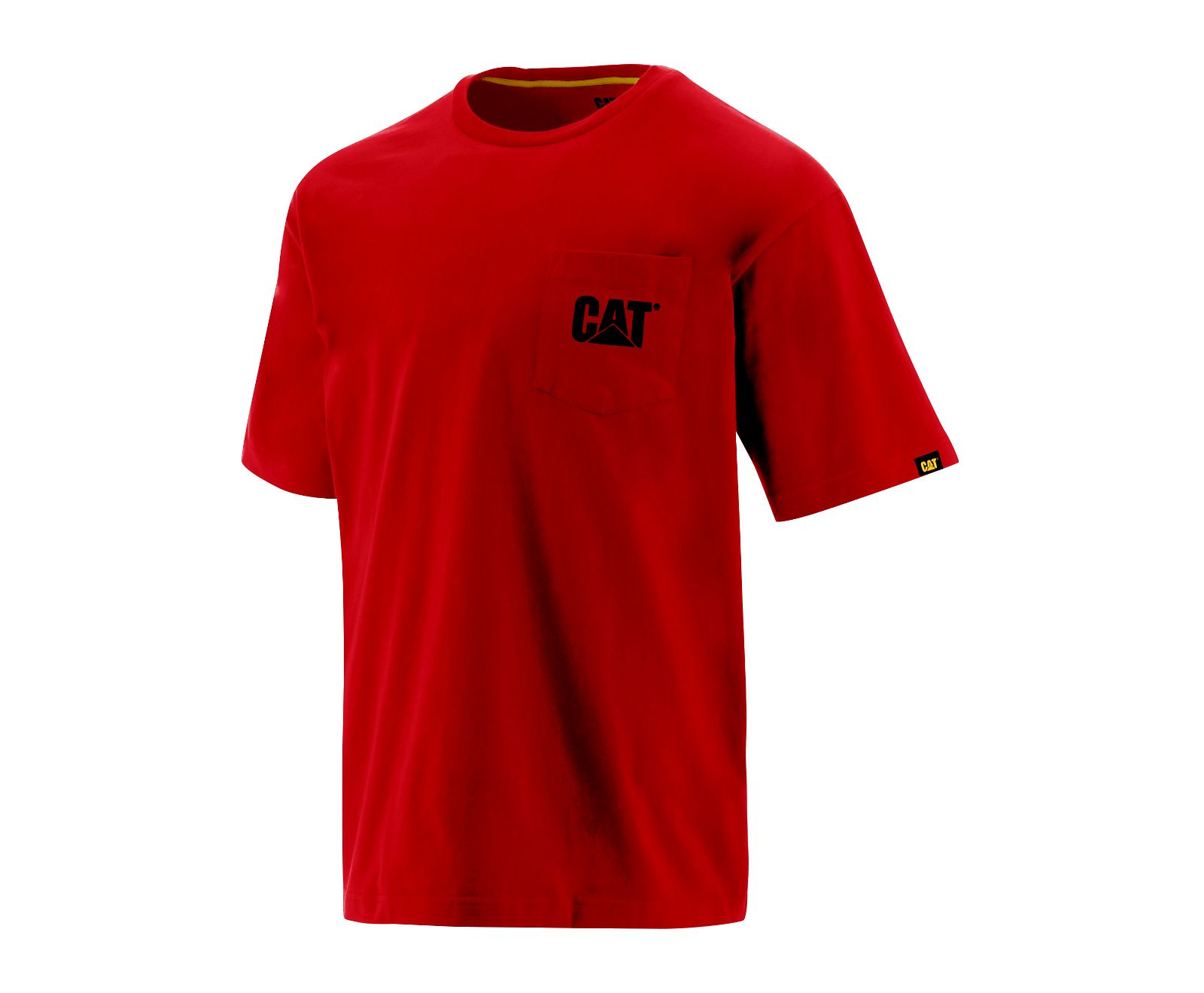 Men's Cat Trademark Pocket T Shirts Red | 769TWOEPJ