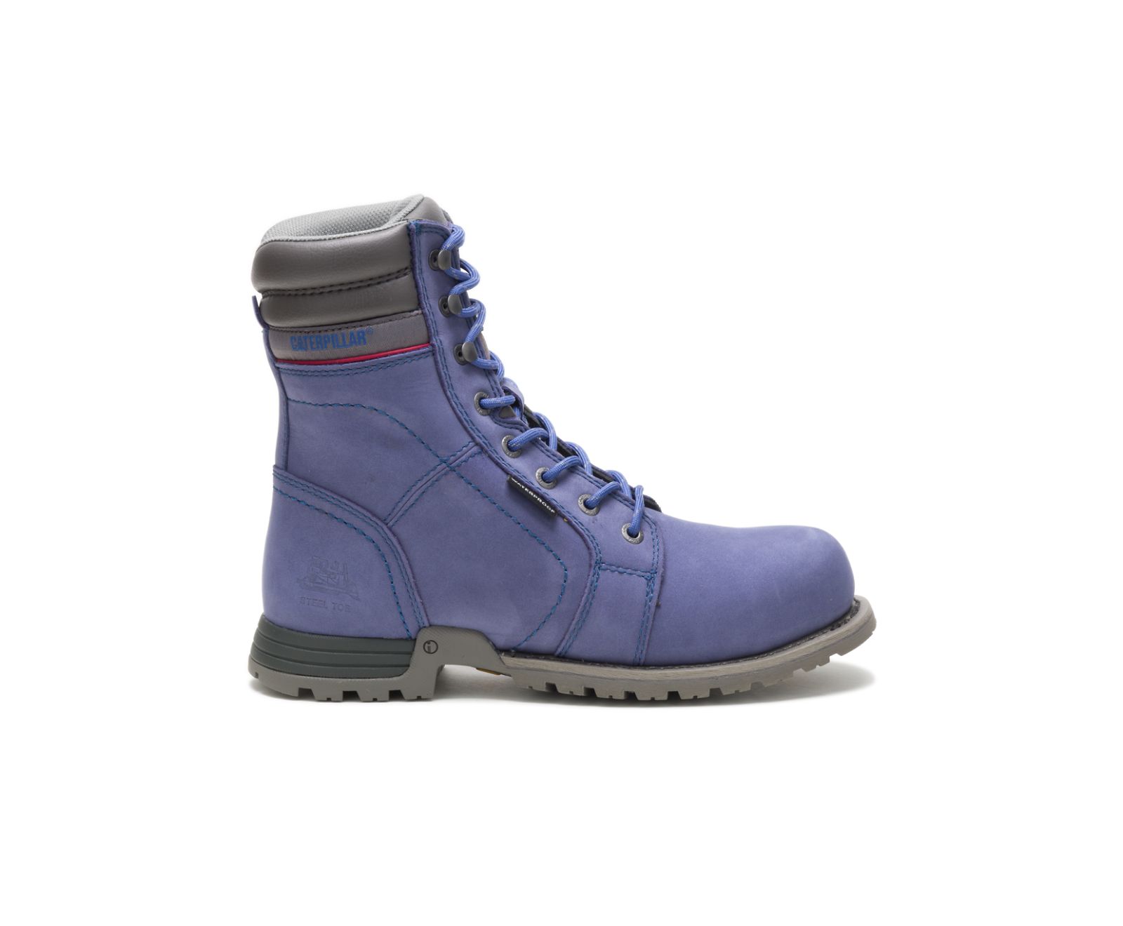 Women's Cat Echo Steel Toe Work Waterproof Shoes Blue Purple | 475XQSGWC