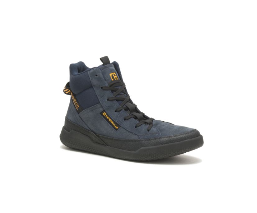 Men's Cat CODE Hex Hi Utility Shoes Navy | 352UMPZNK