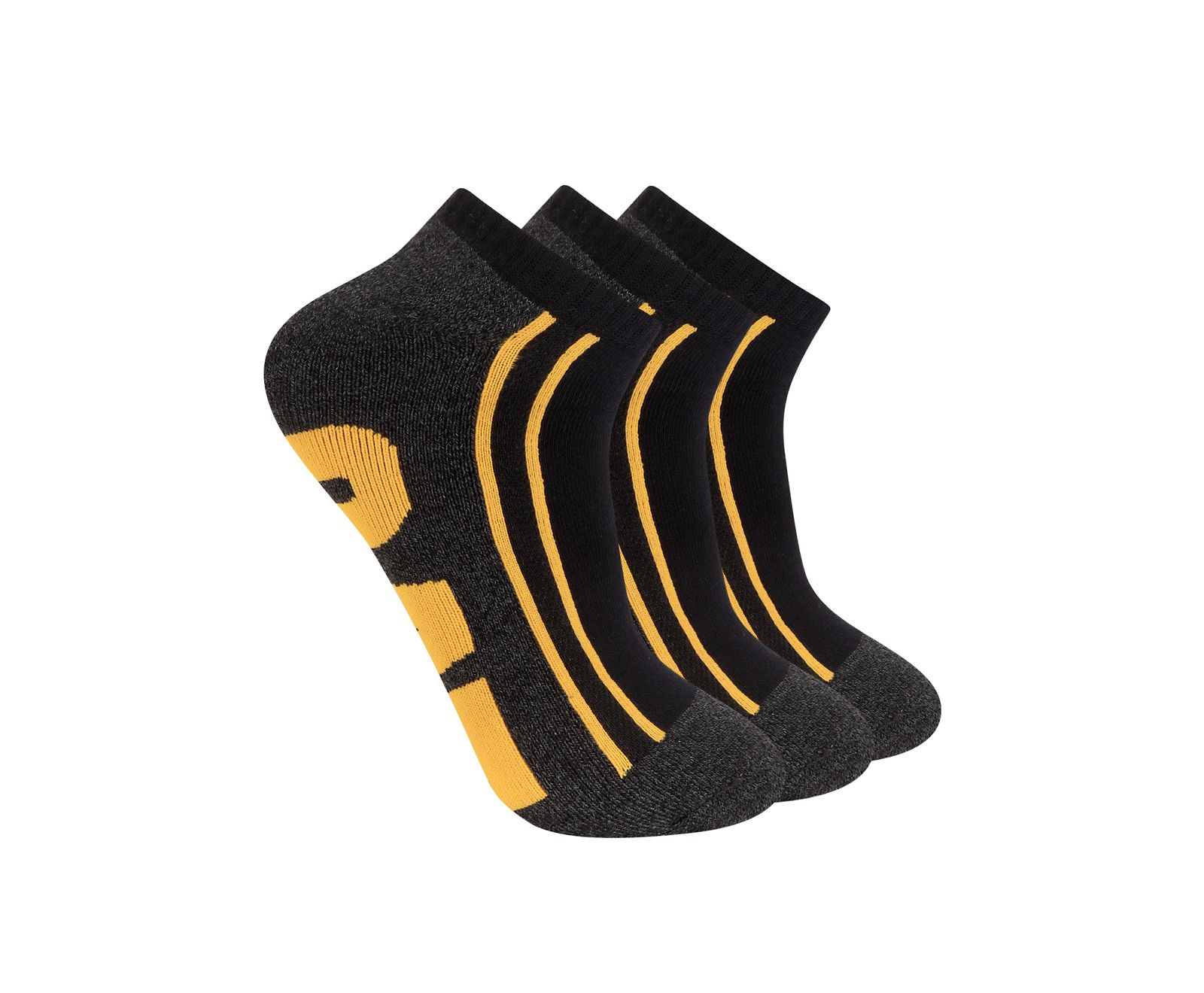 Men\'s Cat Half Cushion Quarter 3-Pack Socks Black | 280MHCDNS