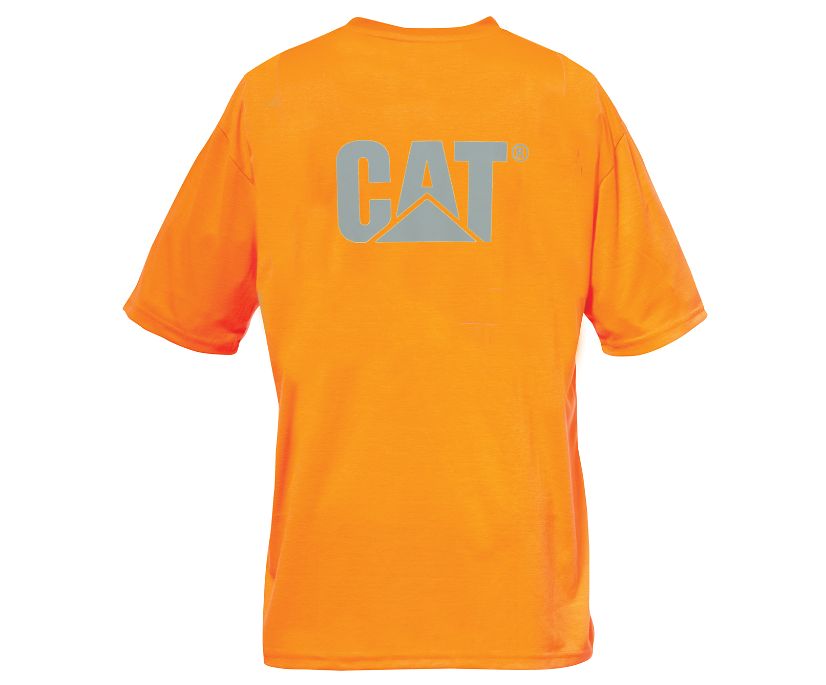 Men's Cat Hi-Vis Trademark Pocket T Shirts Orange | 254HRMPEK