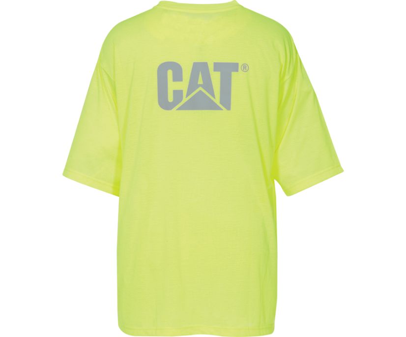 Men's Cat Hi-Vis Trademark Pocket T Shirts Yellow | 648WIPFLB