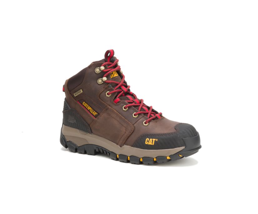 Men's Cat Navigator Work Waterproof Shoes Coffee | 635IVOHWA