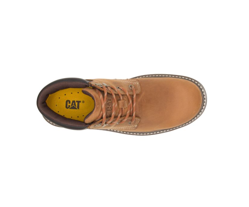 Men's Cat Outbase Work Waterproof Shoes Brown | 092QJHWGK