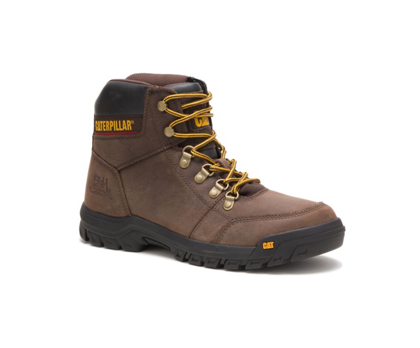 Men's Cat Outline Work Boots Brown | 914TPKJBO