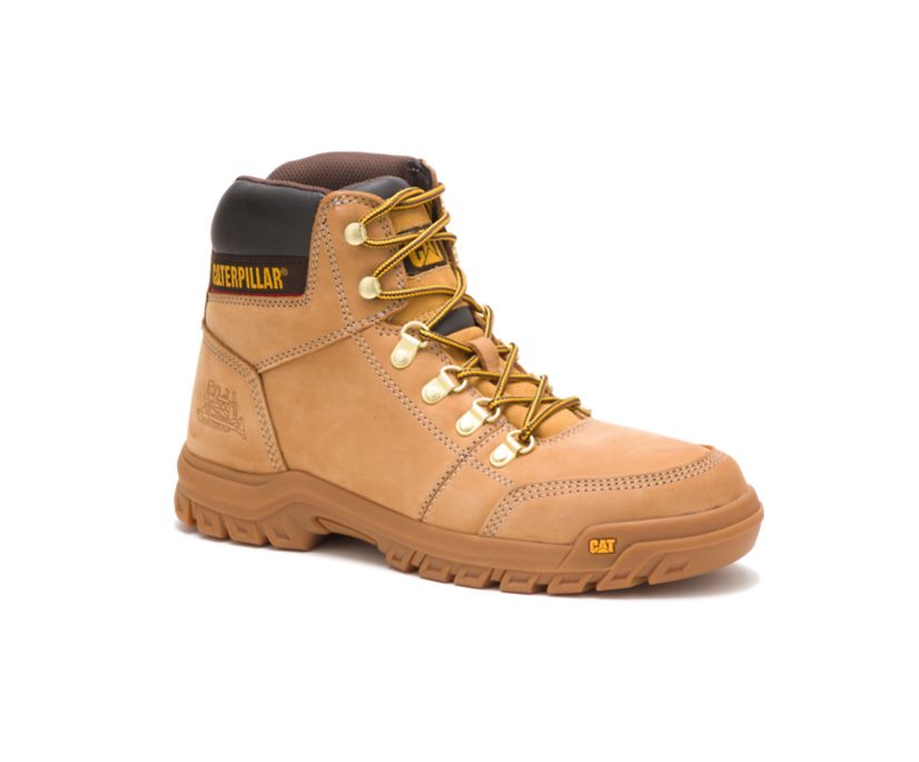 Men's Cat Outline Work Boots Orange | 927GJNLQR