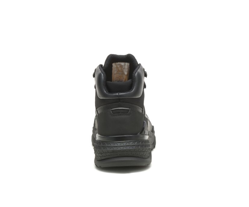 Men's Cat Provoke Mid Work Waterproof Shoes Black | 682UHBNYD