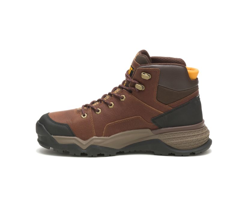 Men's Cat Provoke Mid Work Waterproof Shoes Burgundy | 820EFYGMT