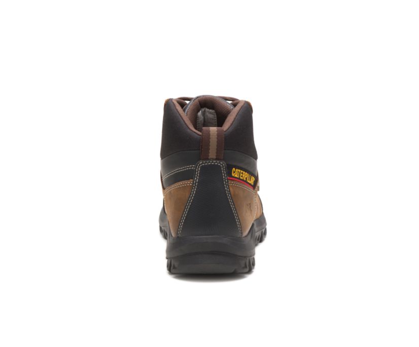 Men's Cat Threshold Work Waterproof Shoes Brown | 830DEAWCL