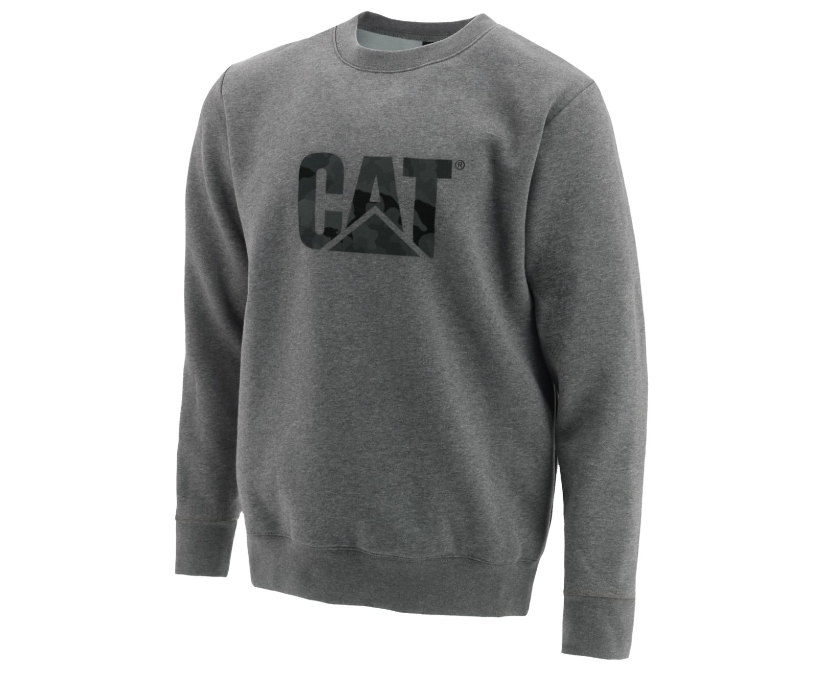 Men\'s Cat Trademark Logo Crewneck Pullover Grey | 427LHCIOS