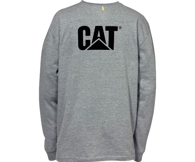 Men's Cat Trademark Pocket Long Sleeve T Shirts Dark Grey | 426YPQCJW