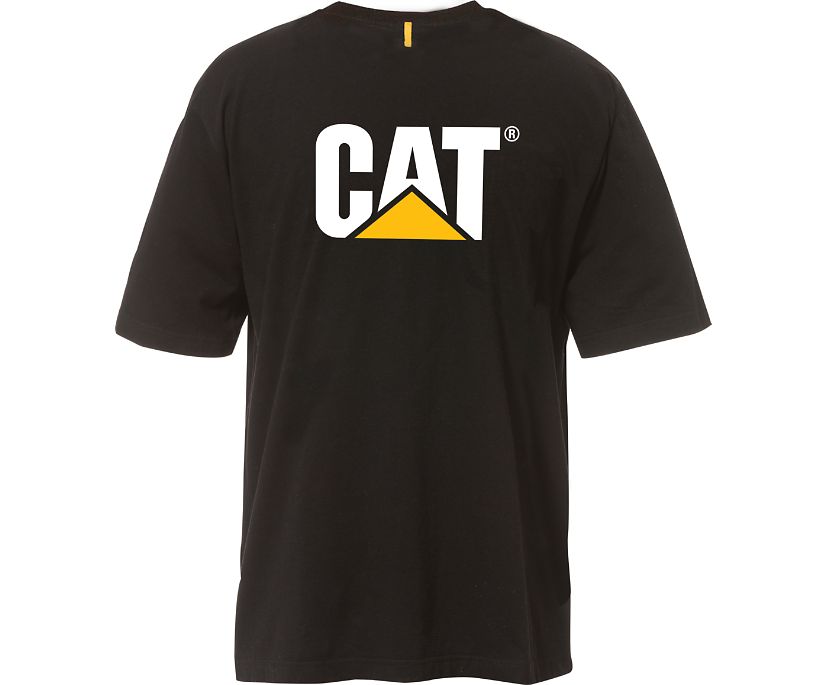 Men's Cat Trademark T Shirts Black | 937QOVKSE