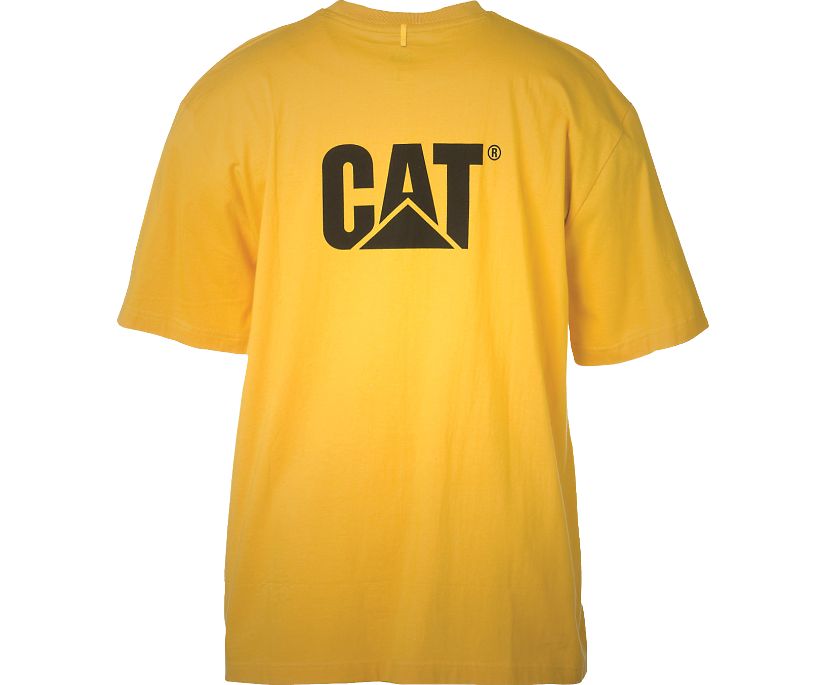 Men's Cat Trademark T Shirts Yellow | 916XBTYNI