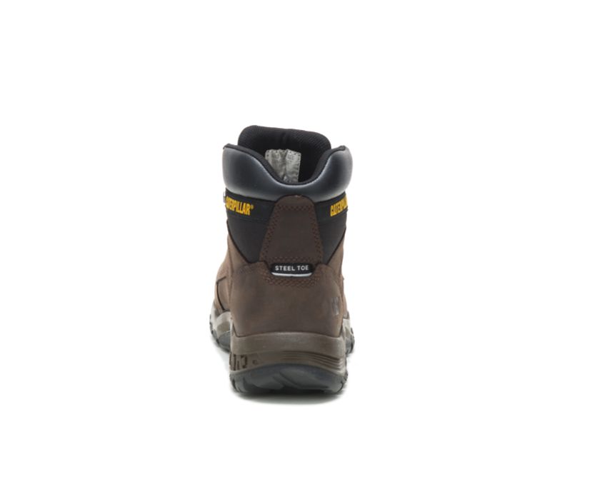 Men's Cat Upholder Steel Toe Work Waterproof Shoes Coffee | 640IRFELD