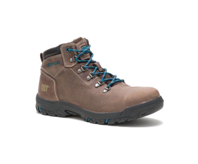 Women's Cat Mae Steel Toe Work Waterproof Shoes Brown | 452FWVEGI