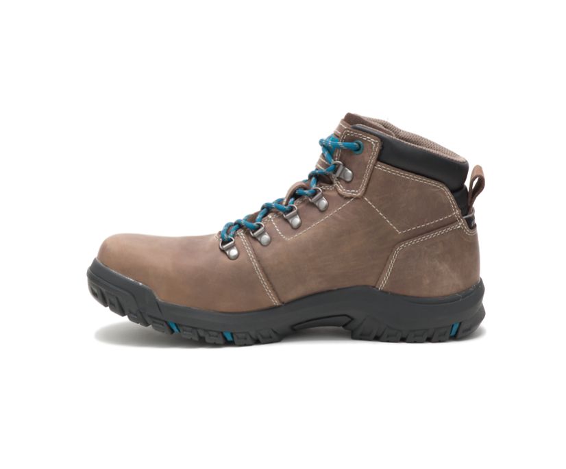 Women's Cat Mae Steel Toe Work Waterproof Shoes Brown | 452FWVEGI