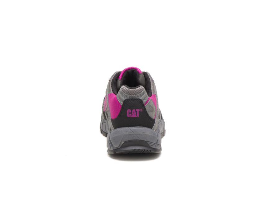 Women's Cat Switch Steel Toe Work Safety Boots Grey / Pink | 061TZRLJB